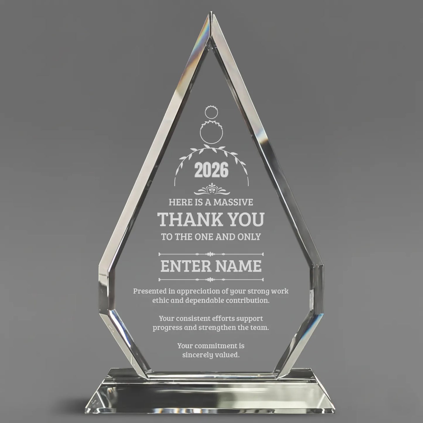 Thank You Awards - Optic Crystal Arrowhead Award - Personalize Online - Choose From 5 Designs
