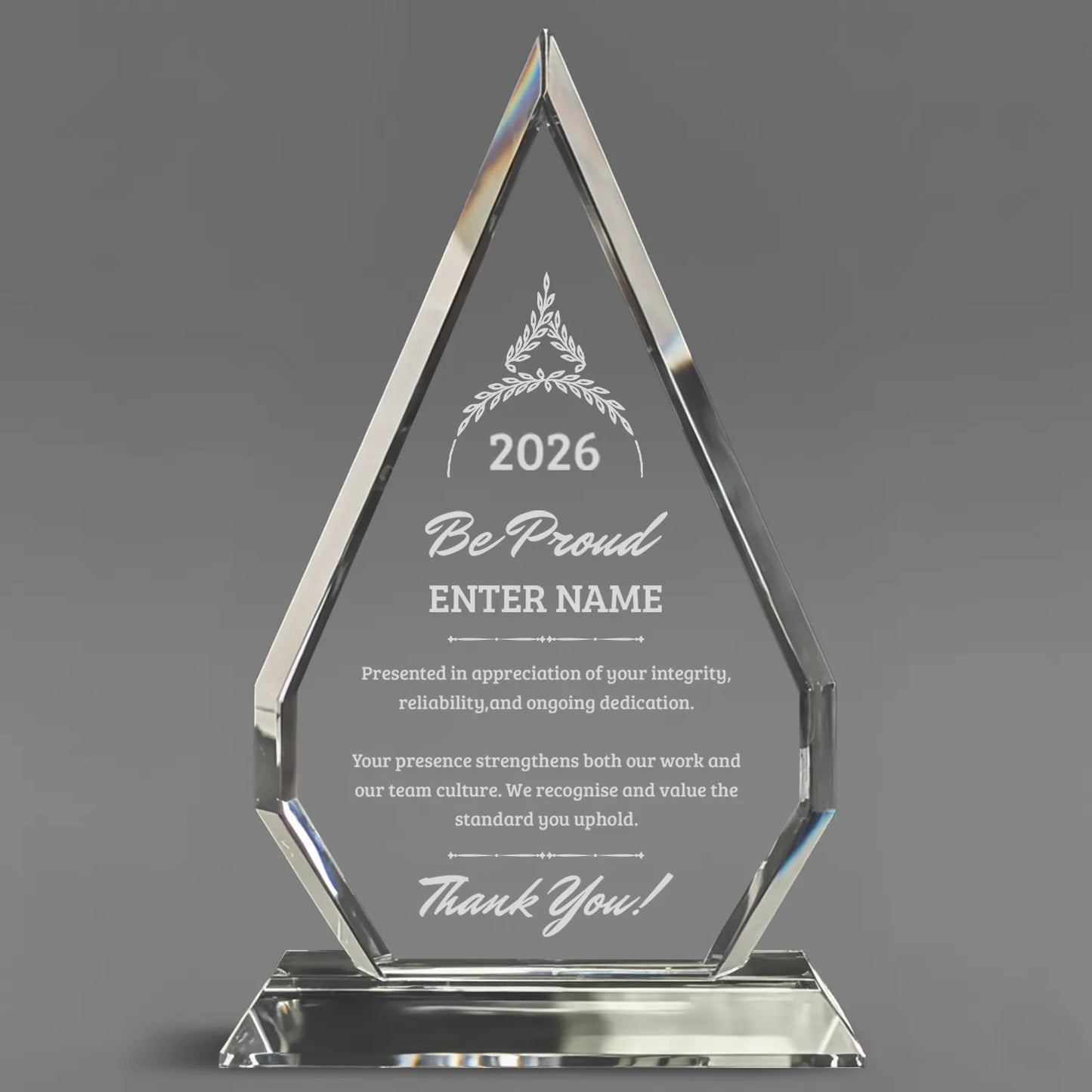 Thank You Awards - Optic Crystal Arrowhead Award - Personalize Online - Choose From 5 Designs