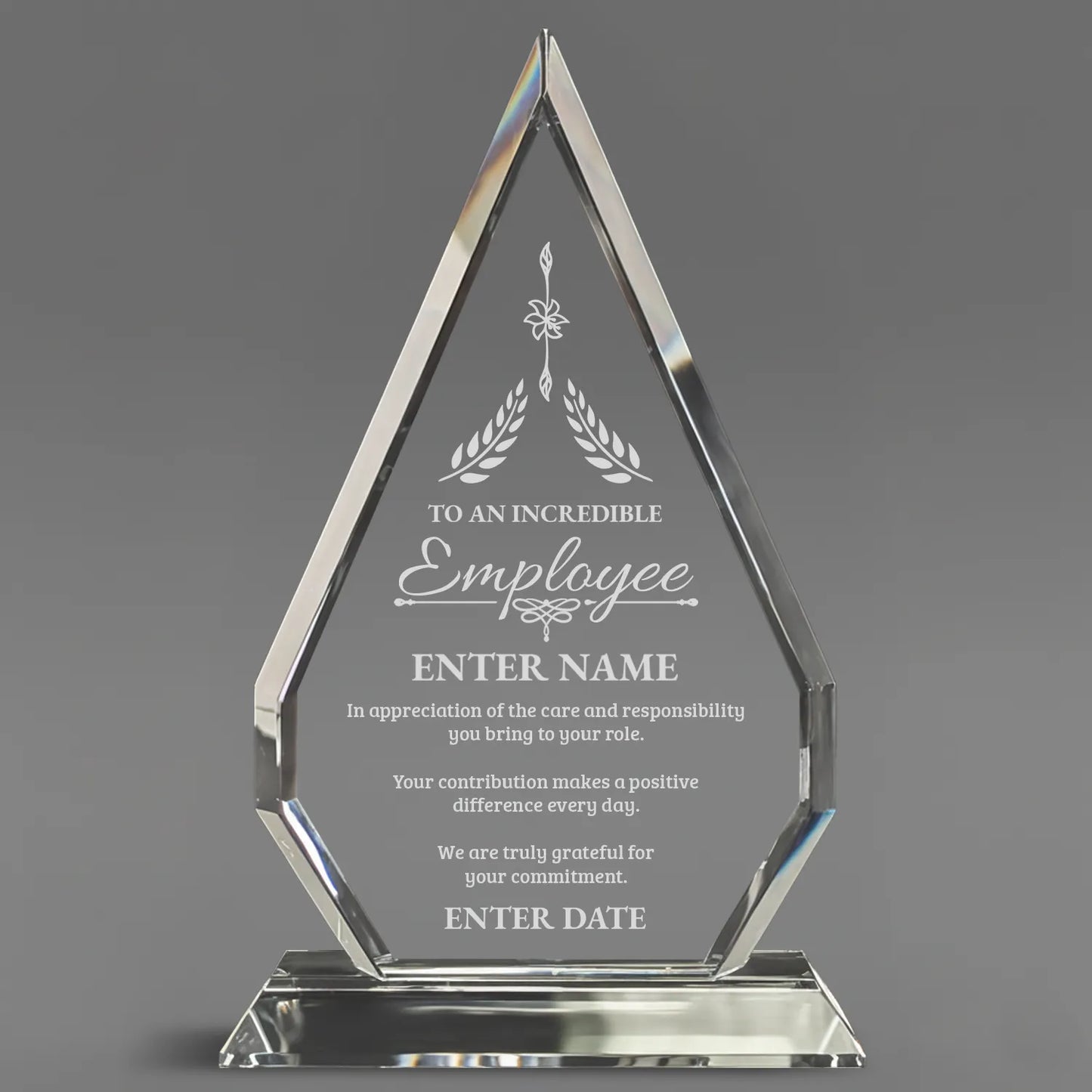 Employee Appreciation Awards - Optic Crystal Arrowhead Award - Personalize Online - Choose From 5 Designs