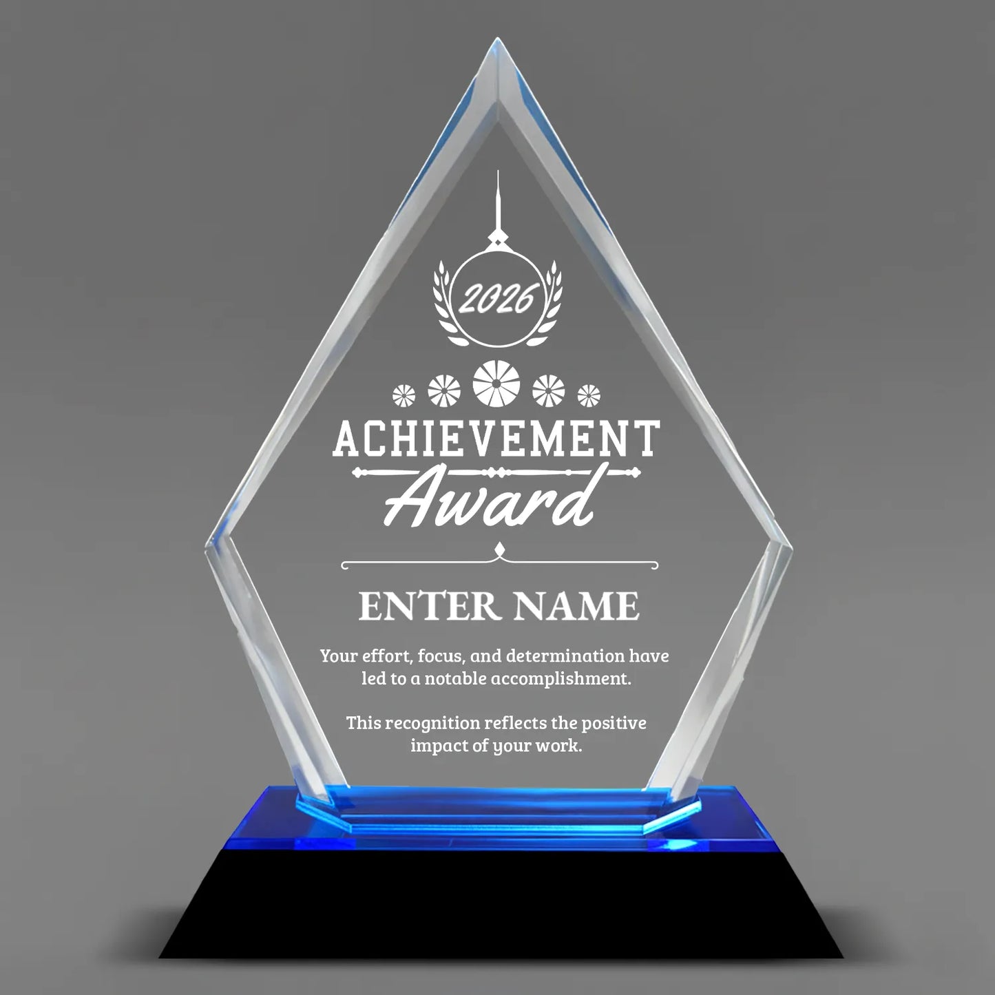 Achievement Awards - Blue Arrow Acrylic  Award - Personalize Online - Choose From 5 Designs