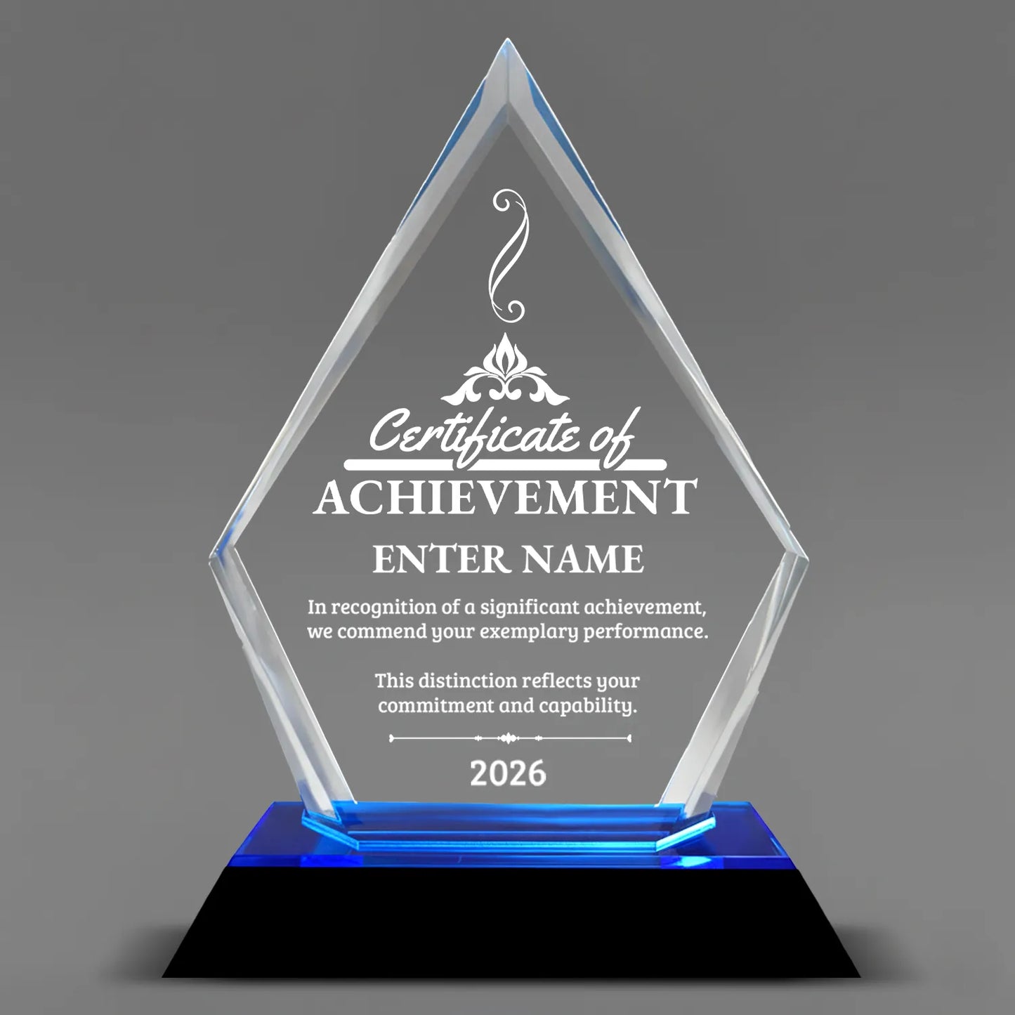 Achievement Awards - Blue Arrow Acrylic  Award - Personalize Online - Choose From 5 Designs