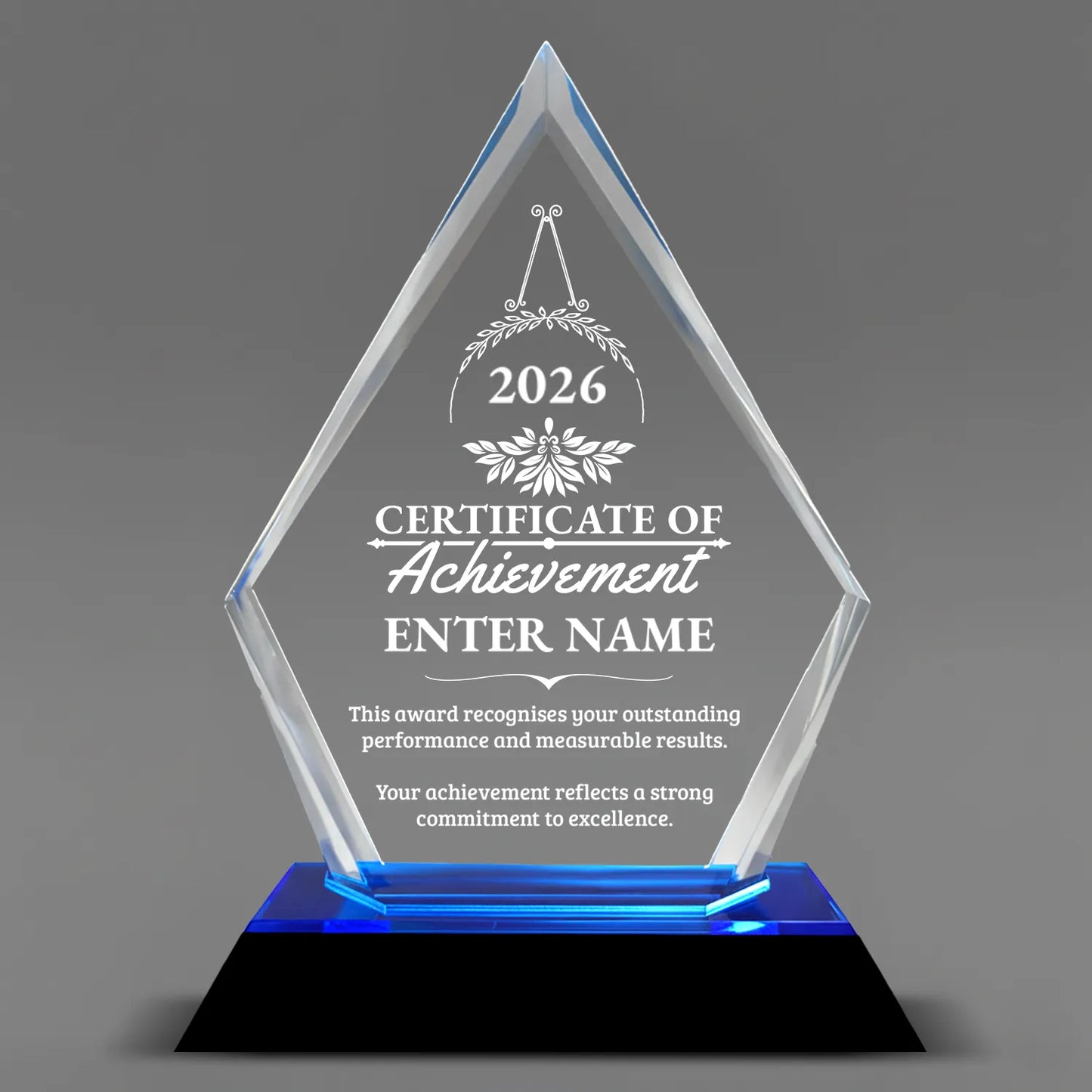 Achievement Awards - Blue Arrow Acrylic  Award - Personalize Online - Choose From 5 Designs