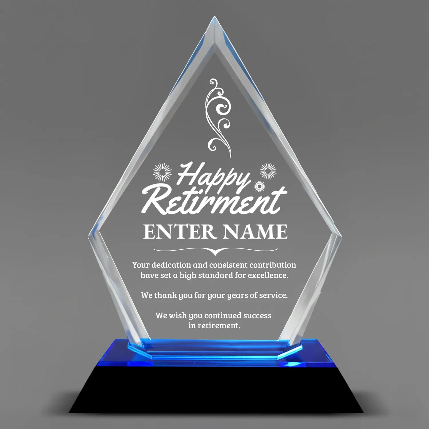 Retirement Awards - Blue Arrow Acrylic Award - Personalize Online - Choose From 5 Designs