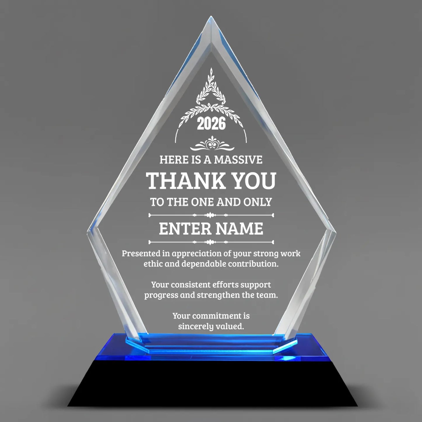 Thank You Awards - Blue Arrow Acrylic Award - Personalize Online - Choose From 5 Designs