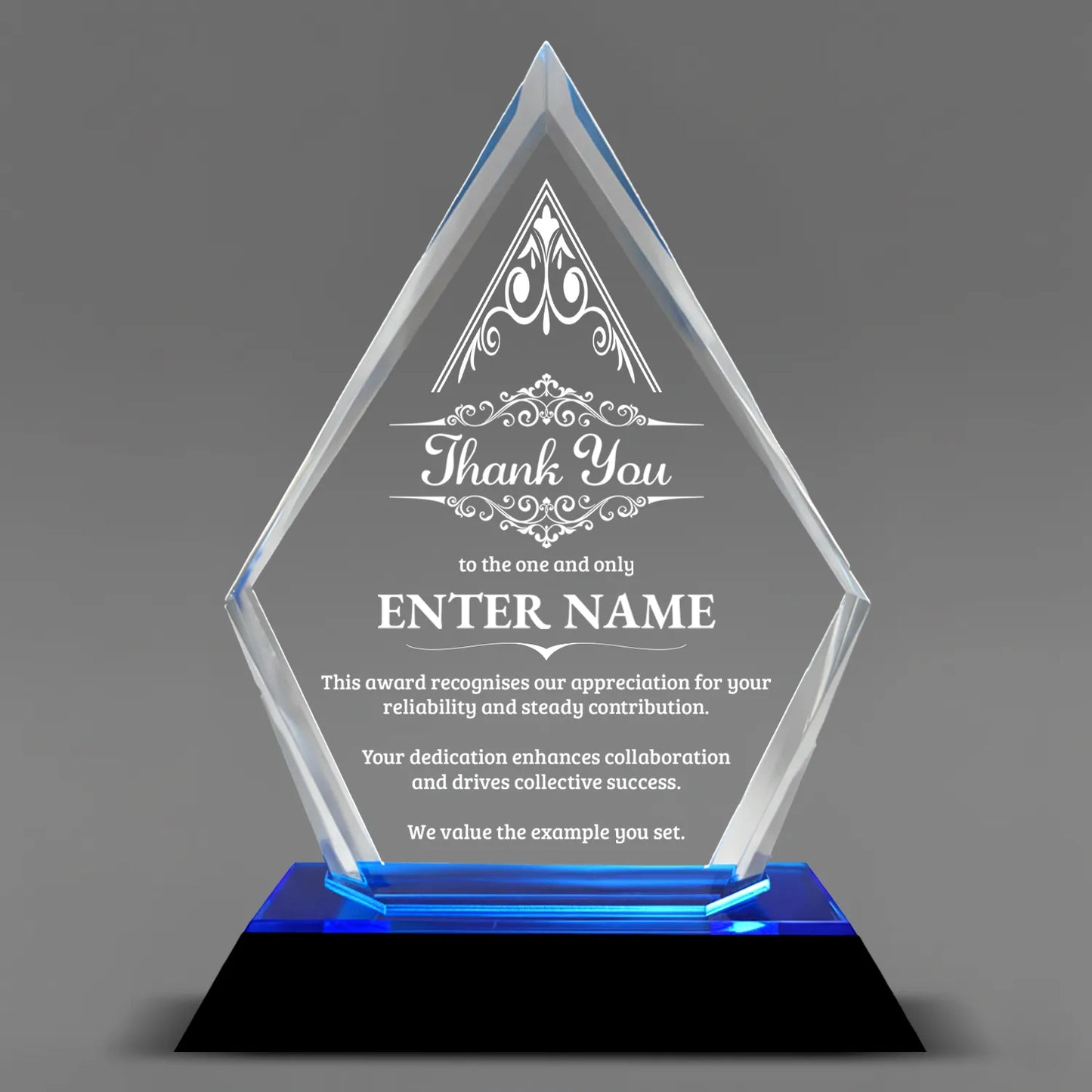 Thank You Awards - Blue Arrow Acrylic Award - Personalize Online - Choose From 5 Designs