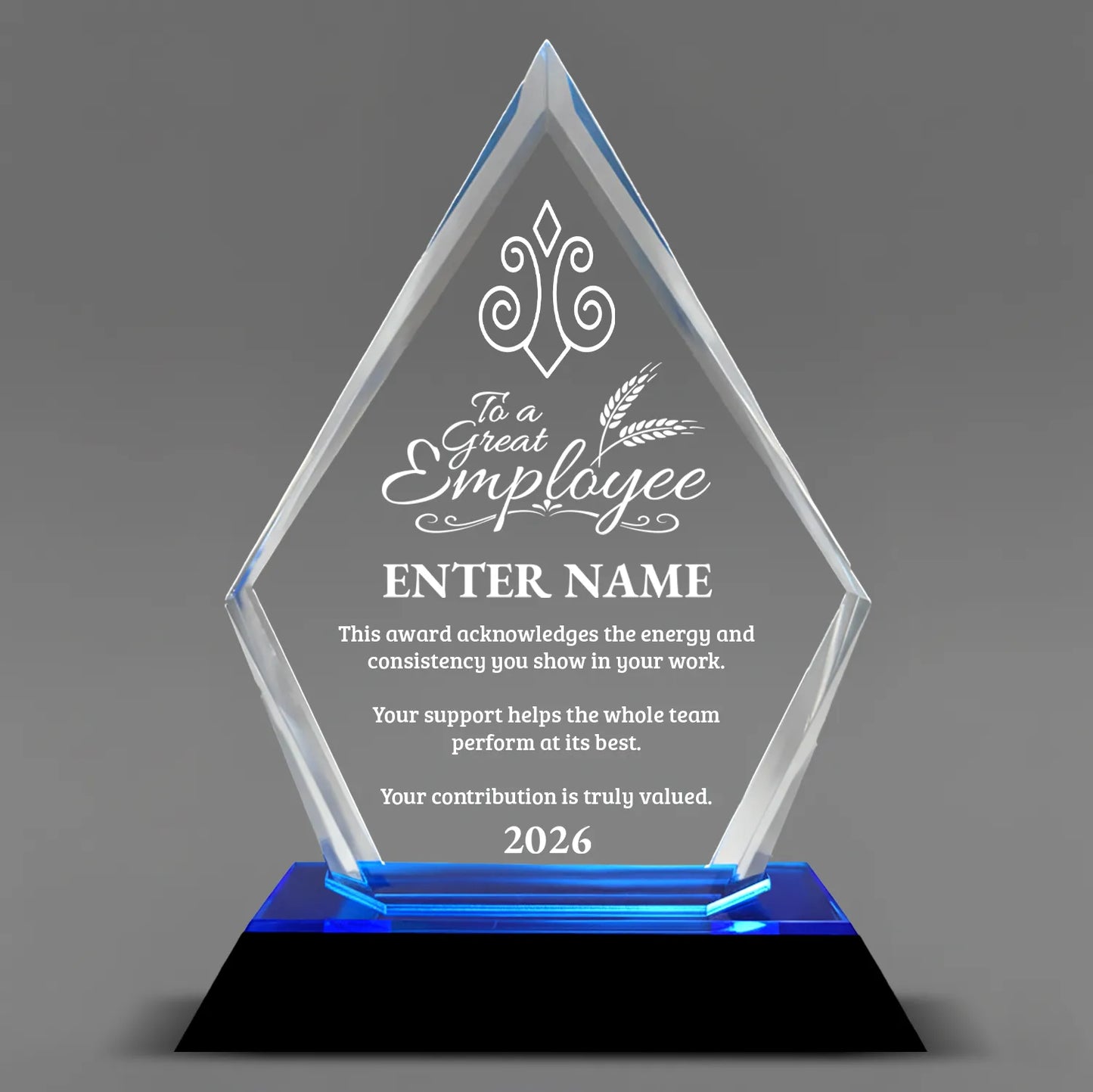 Employee Appreciation Awards - Blue Arrow Acrylic Award - Personalize Online - Choose From 5 Designs