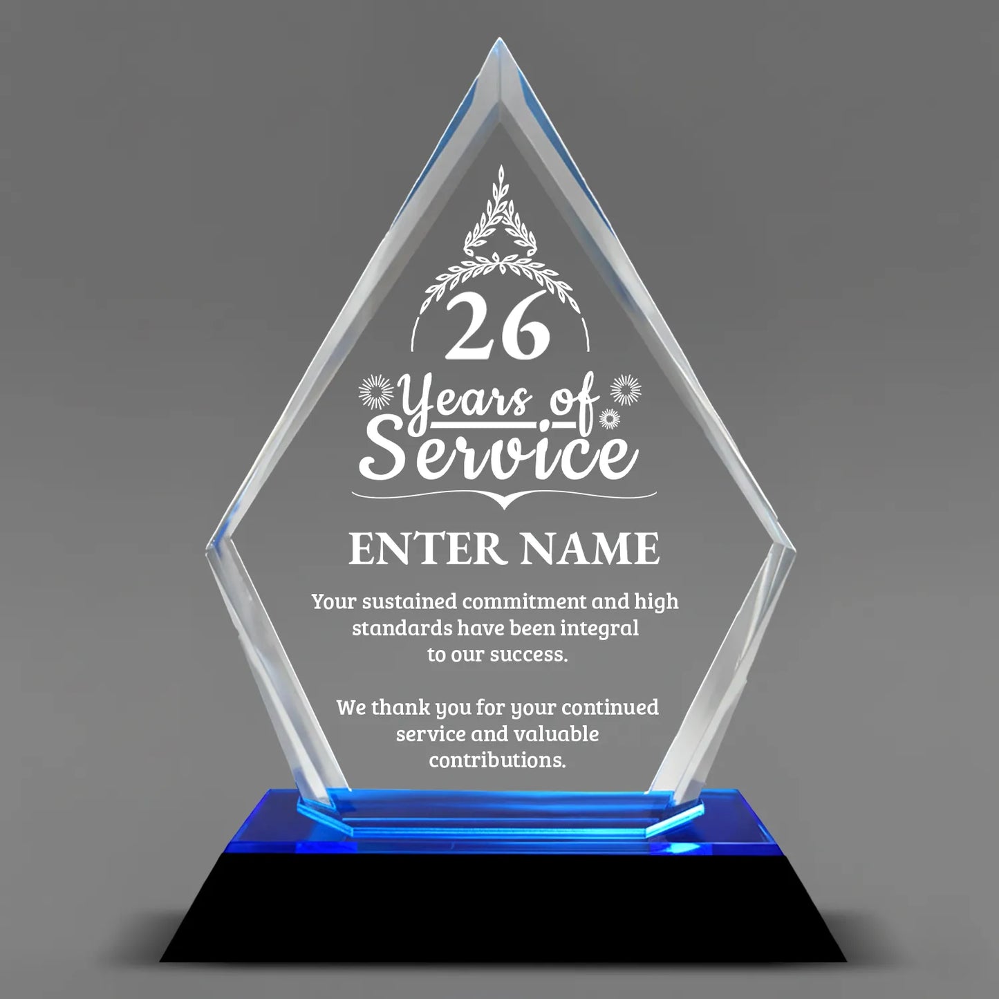 Long Service Awards - Blue Arrow Acrylic Award - Personalize Online - Choose From 5 Designs