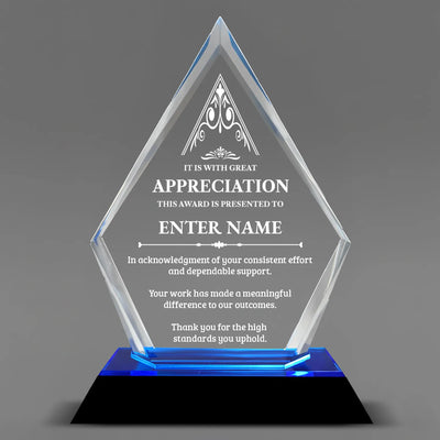 Appreciation Awards - Blue Arrow Acrylic - Personalize Online - Choose From 5 Designs