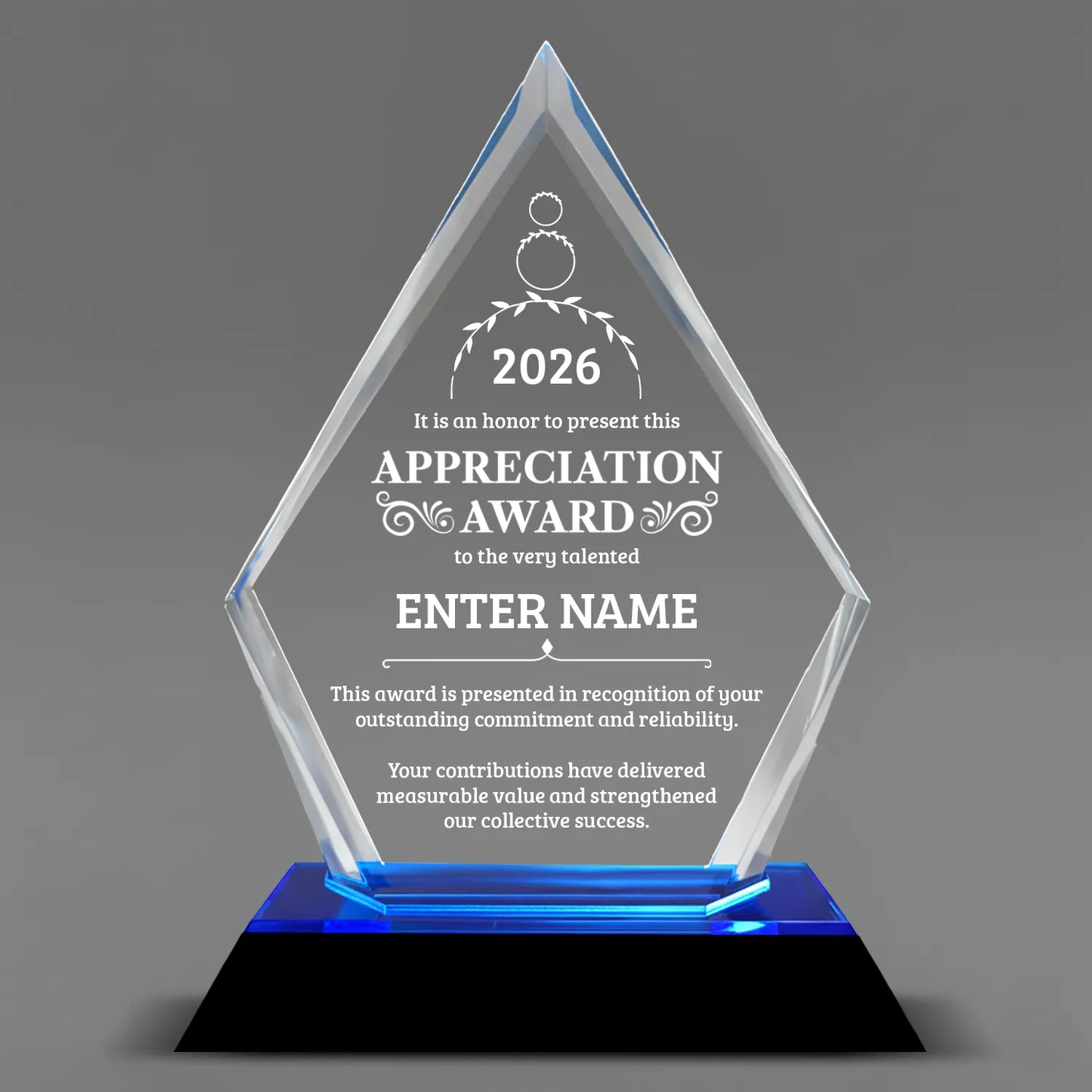 Appreciation Awards - Blue Arrow Acrylic - Personalize Online - Choose From 5 Designs