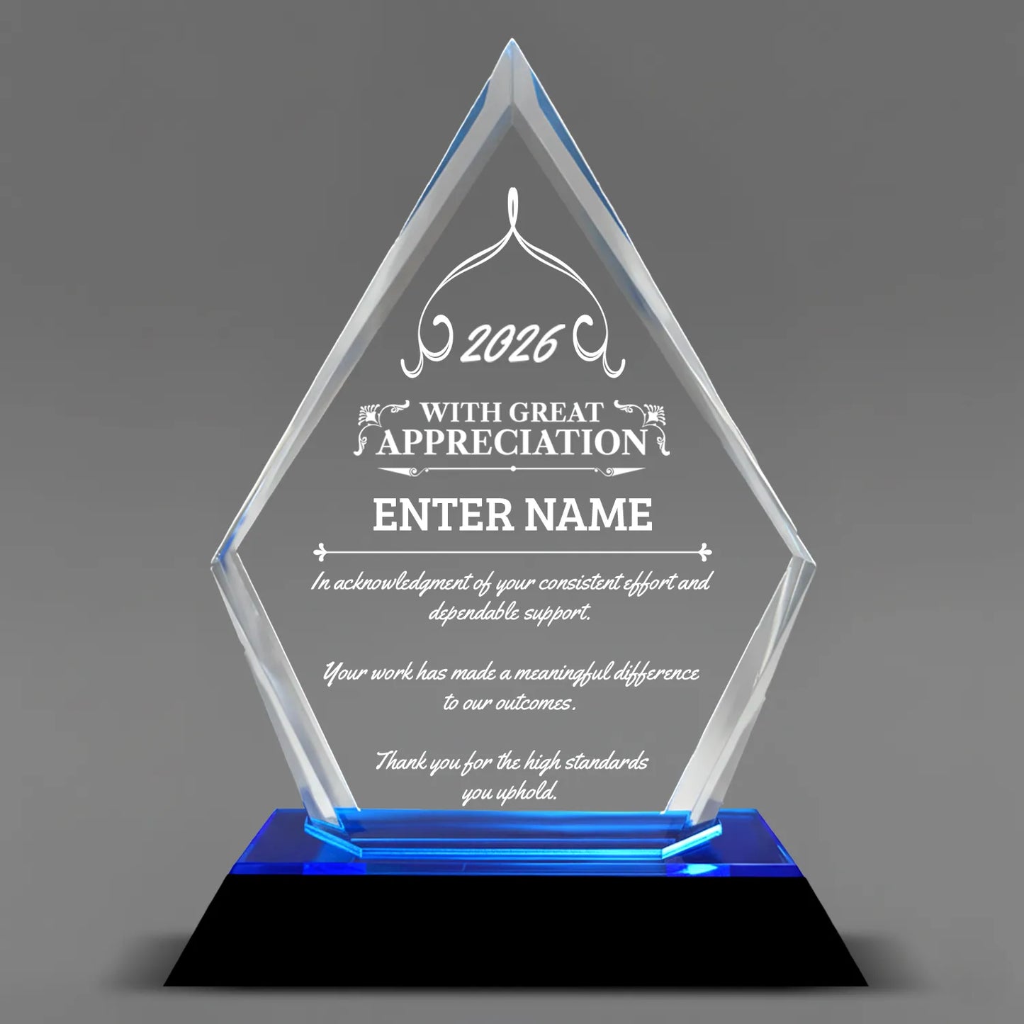 Appreciation Awards - Blue Arrow Acrylic - Personalize Online - Choose From 5 Designs