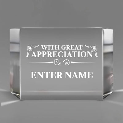 Appreciation Awards - Clear Crystal Facet Block Awards - Personalize Online - Choose From 5 Designs