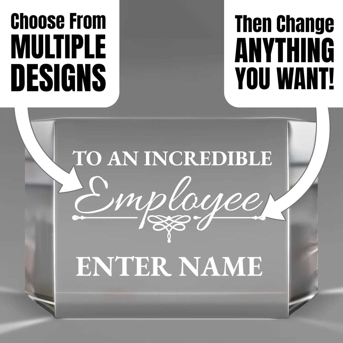 Employee Appreciation Awards - Clear Crystal Facet Block Awards - Personalize Online - Choose From 5 Designs