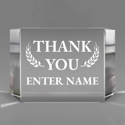 Thank You Awards - Clear Crystal Facet Block Awards - Personalize Online - Choose From 5 Designs