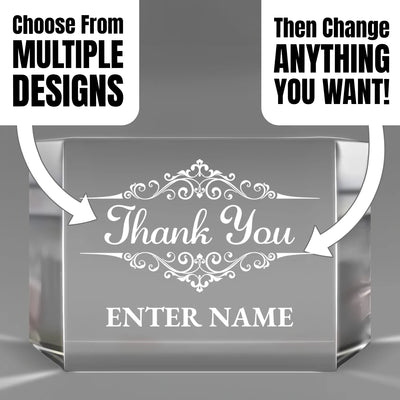 Thank You Awards - Clear Crystal Facet Block Awards - Personalize Online - Choose From 5 Designs