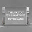 Thank You Awards - Clear Crystal Facet Block Awards - Personalize Online - Choose From 5 Designs