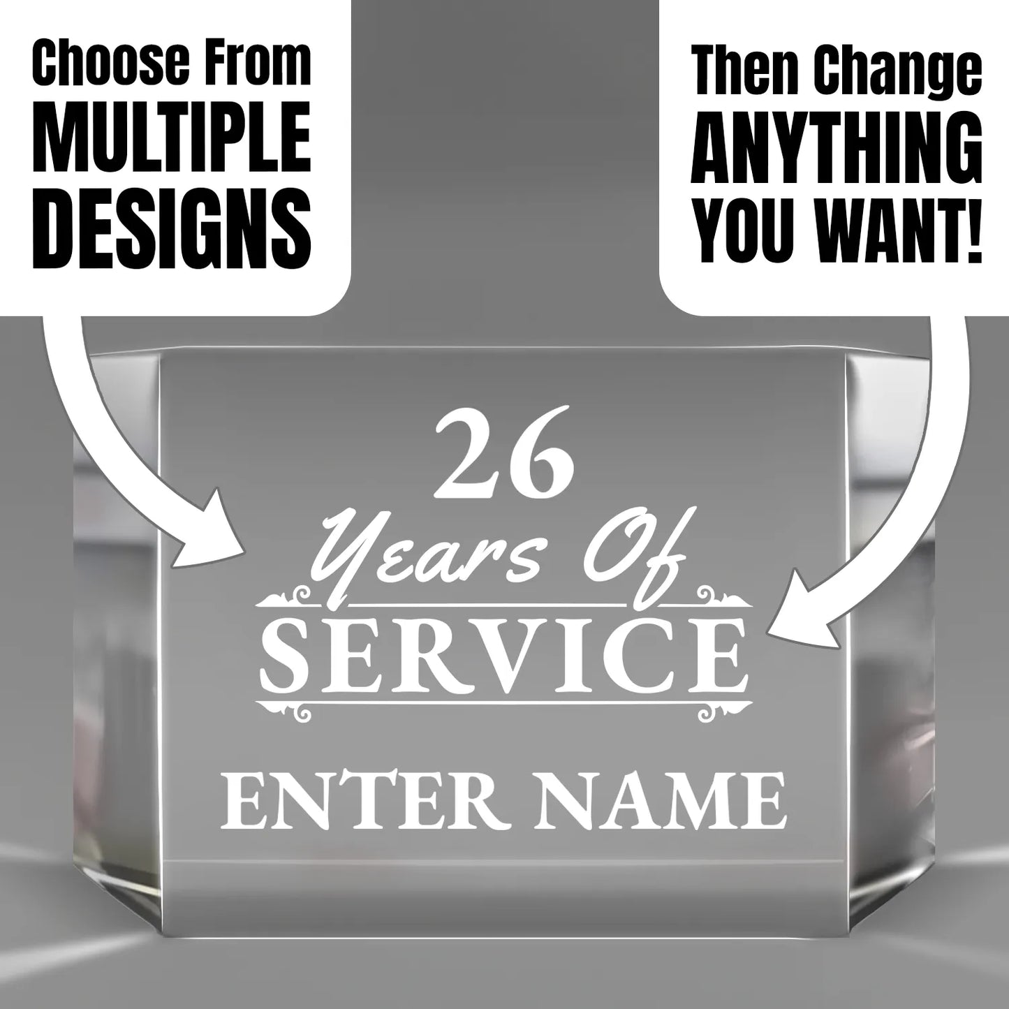 Long Service Awards - Clear Crystal Facet Block Awards - Personalize Online - Choose From 5 Designs