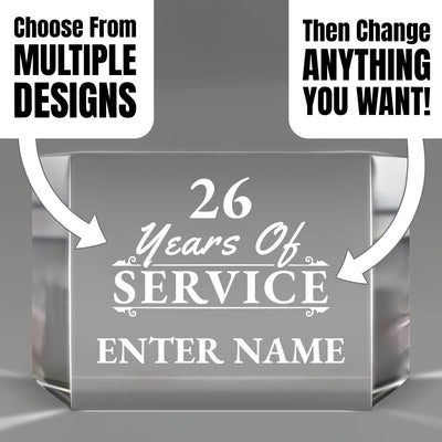 Long Service Awards - Clear Crystal Facet Block Awards - Personalize Online - Choose From 5 Designs