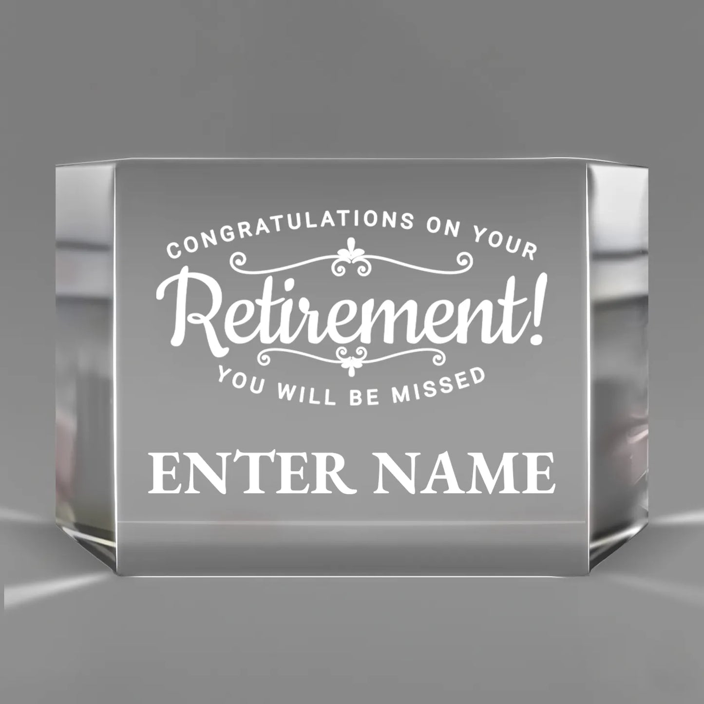 Retirement Awards - Clear Crystal Facet Block Awards - Personalize Online - Choose From 5 Designs