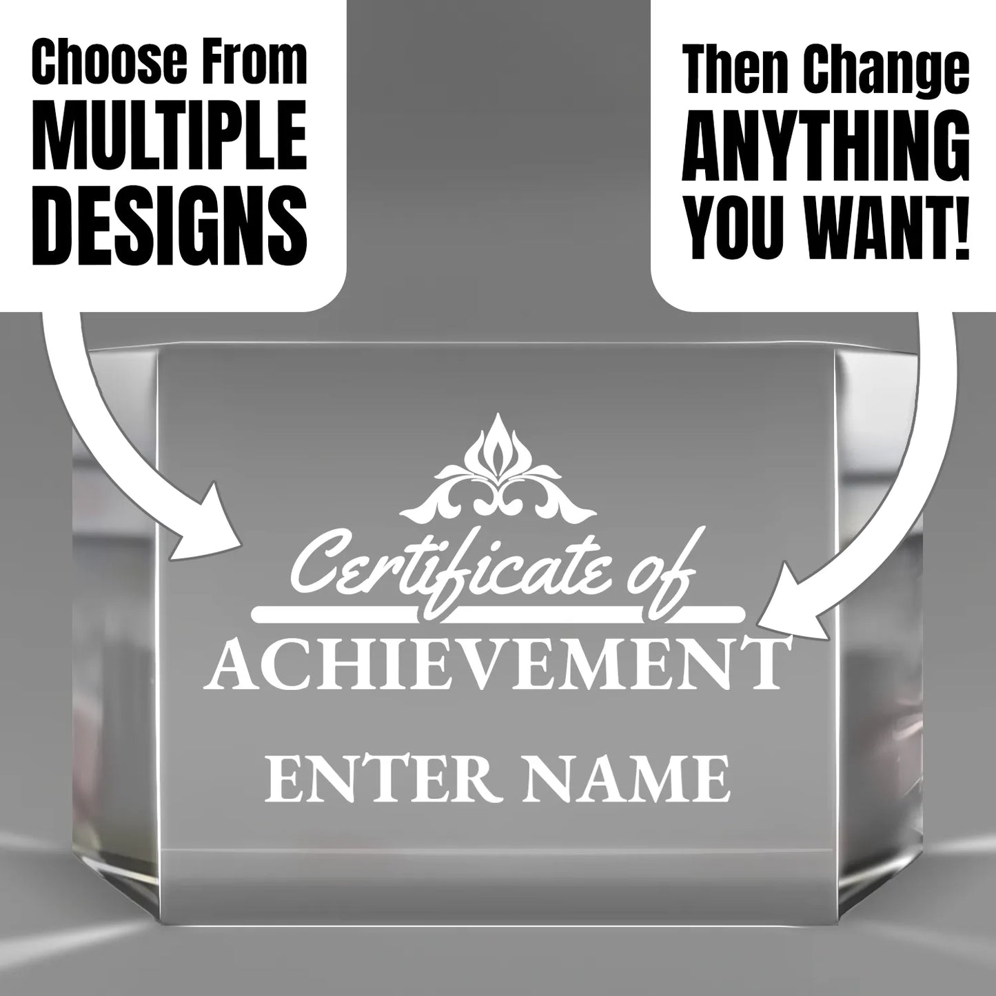 Achievement Awards - Clear Crystal Facet Block Awards - Personalize Online - Choose From 5 Designs