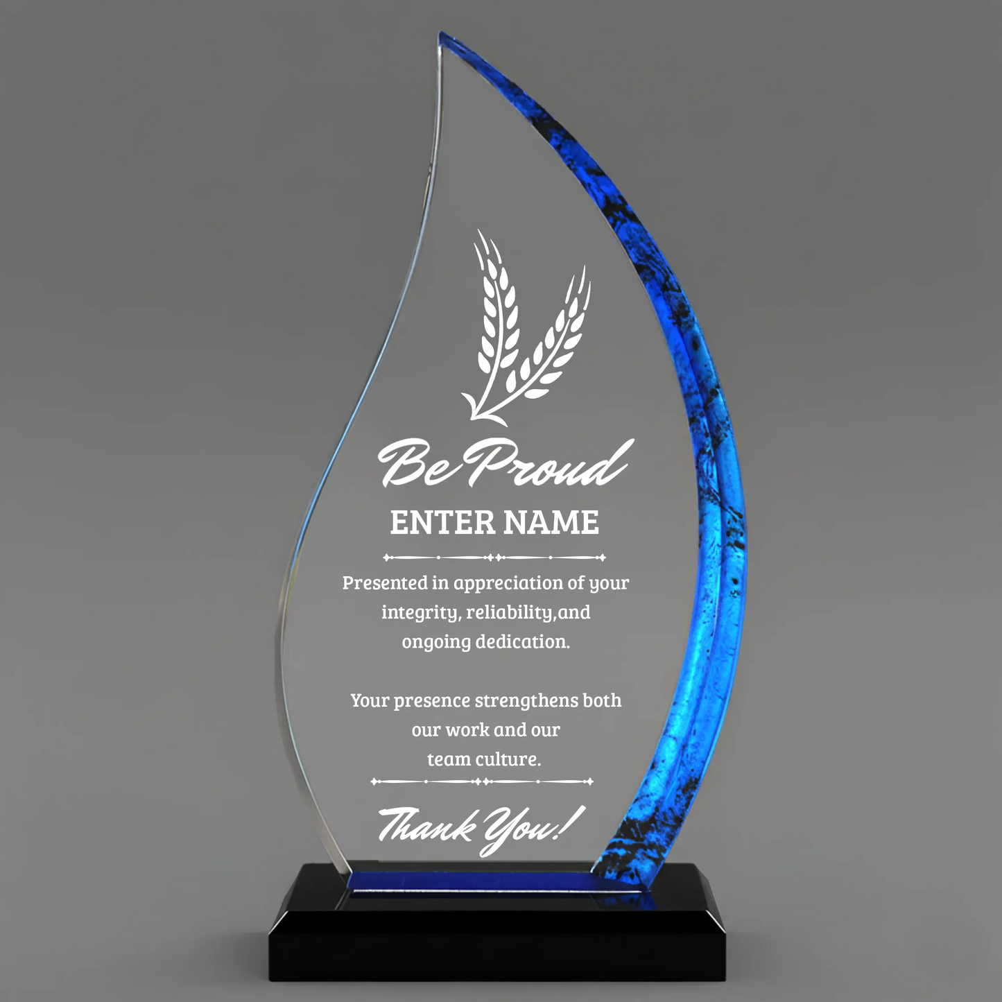 Thank You Awards - Blue Flame Awards - Personalize Online - Choose From 5 Designs