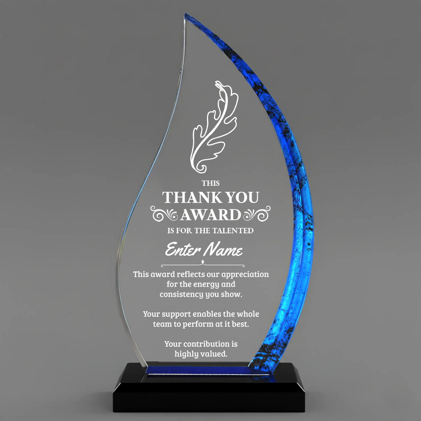 Thank You Awards - Blue Flame Awards - Personalize Online - Choose From 5 Designs