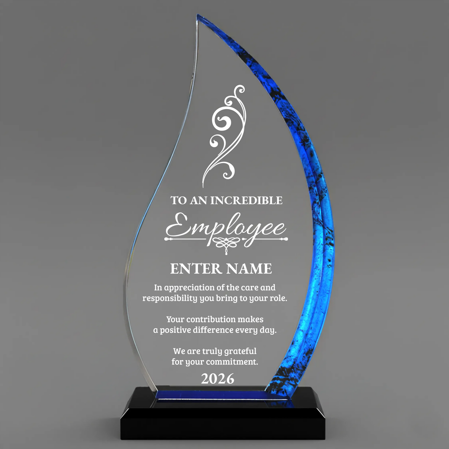 Employee Appreciation Awards - Blue Flame Awards - Personalize Online - Choose From 5 Designs
