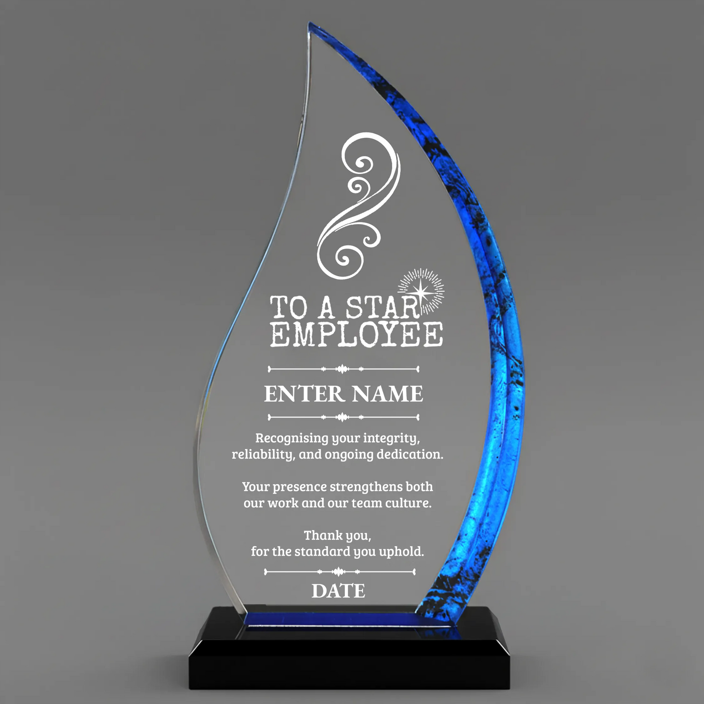 Employee Appreciation Awards - Blue Flame Awards - Personalize Online - Choose From 5 Designs