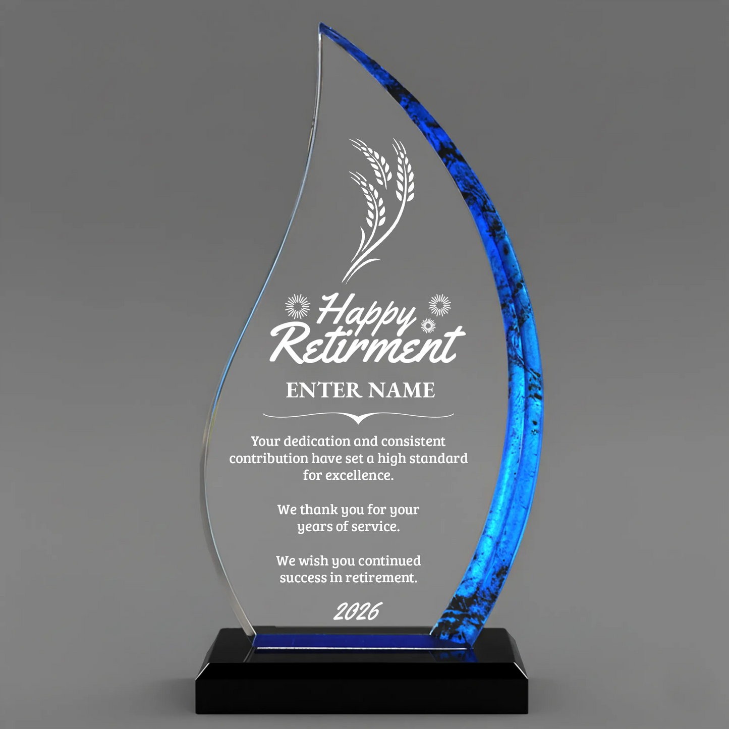 Retirement Awards - Blue Flame Awards - Personalize Online - Choose From 5 Designs