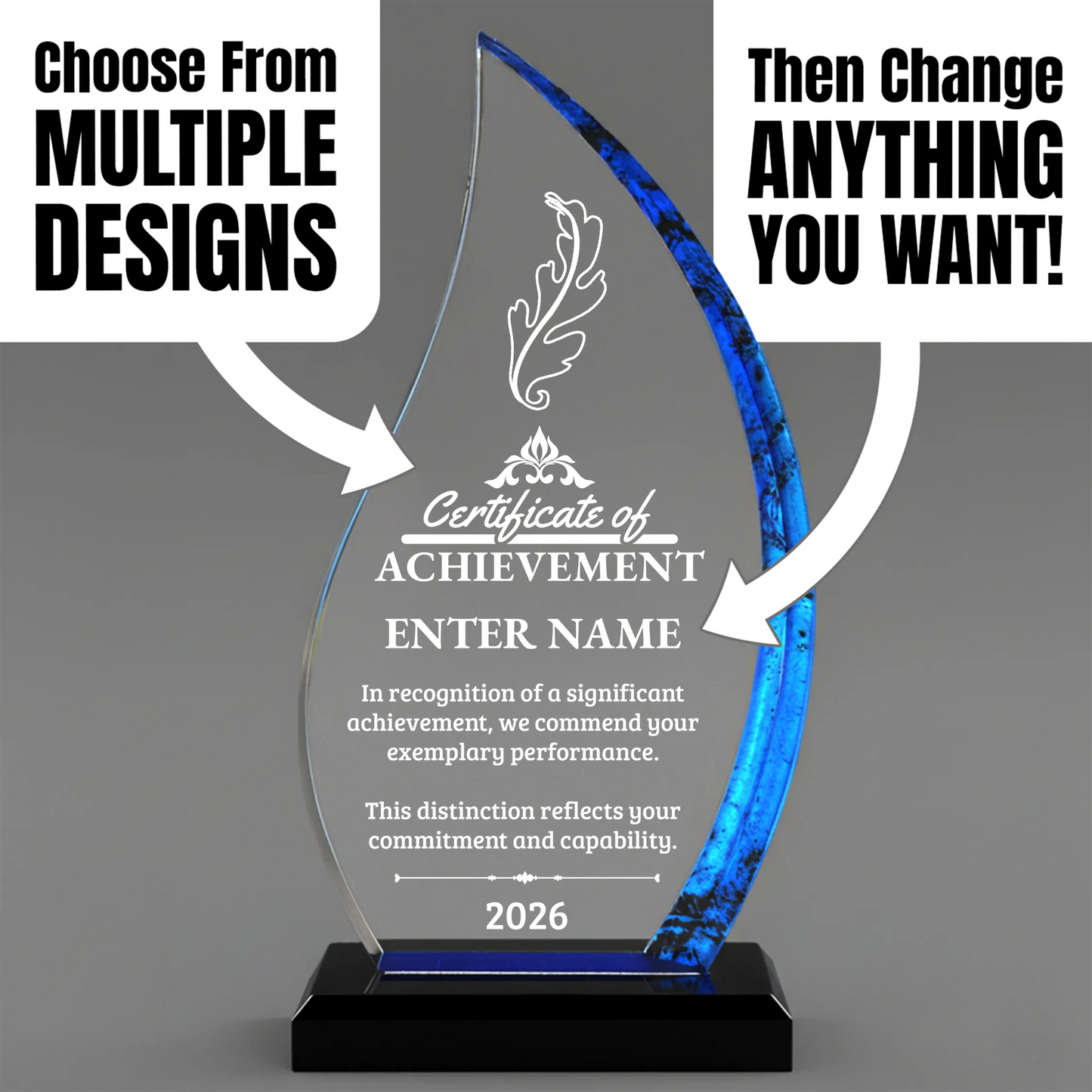 Achievement Awards - Blue Flame Awards - Personalize Online - Choose From 5 Designs