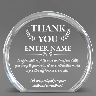 Thank You Awards - Clear Round Acrylic Awards - Personalize Online – Choose From 5 Designs