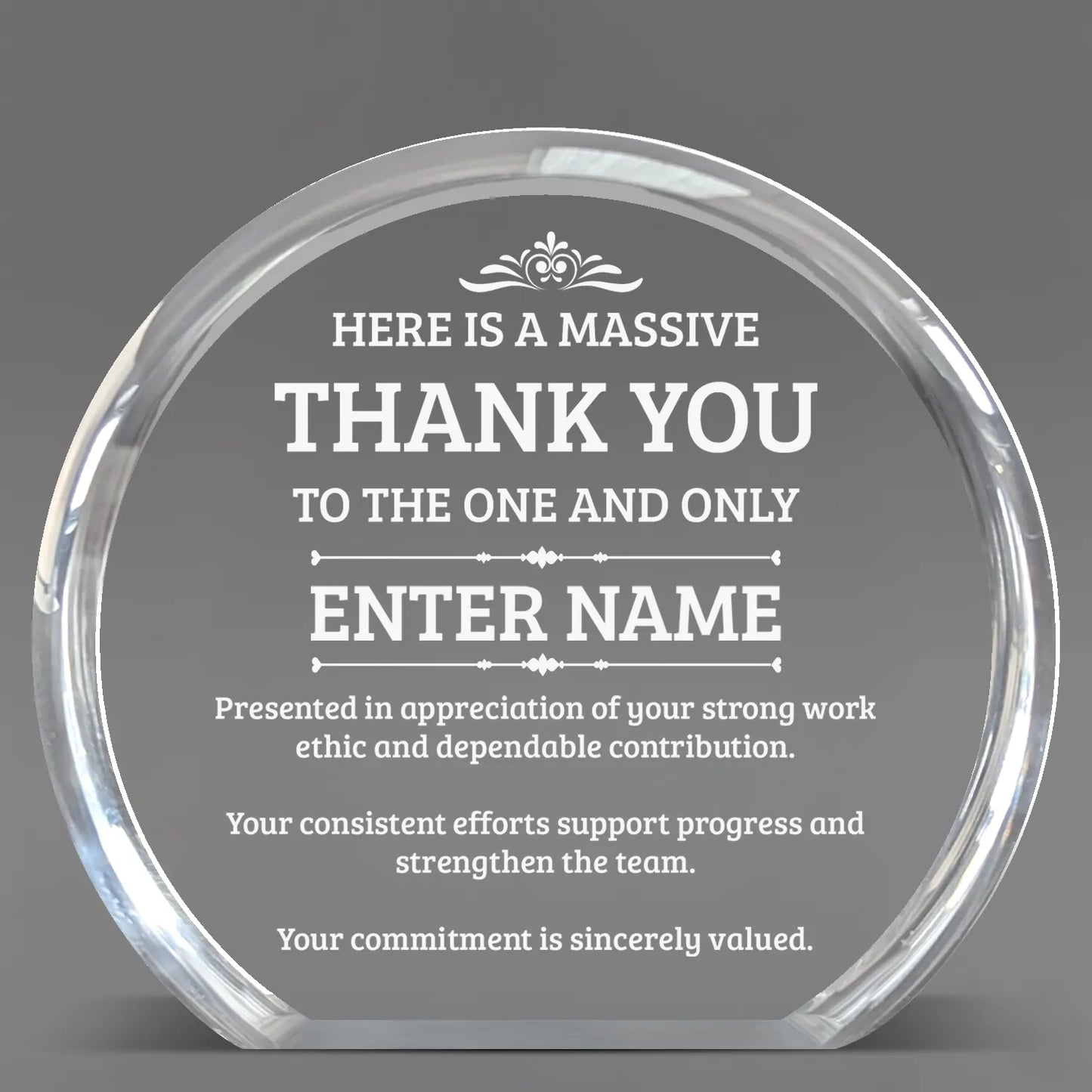 Thank You Awards - Clear Round Acrylic Awards - Personalize Online – Choose From 5 Designs