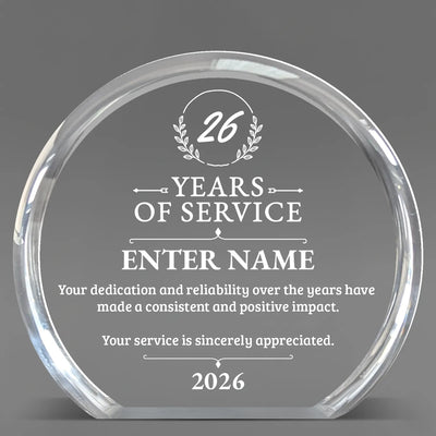Long Service Awards - Clear Round Acrylic Awards - Personalize Online – Choose From 5 Designs