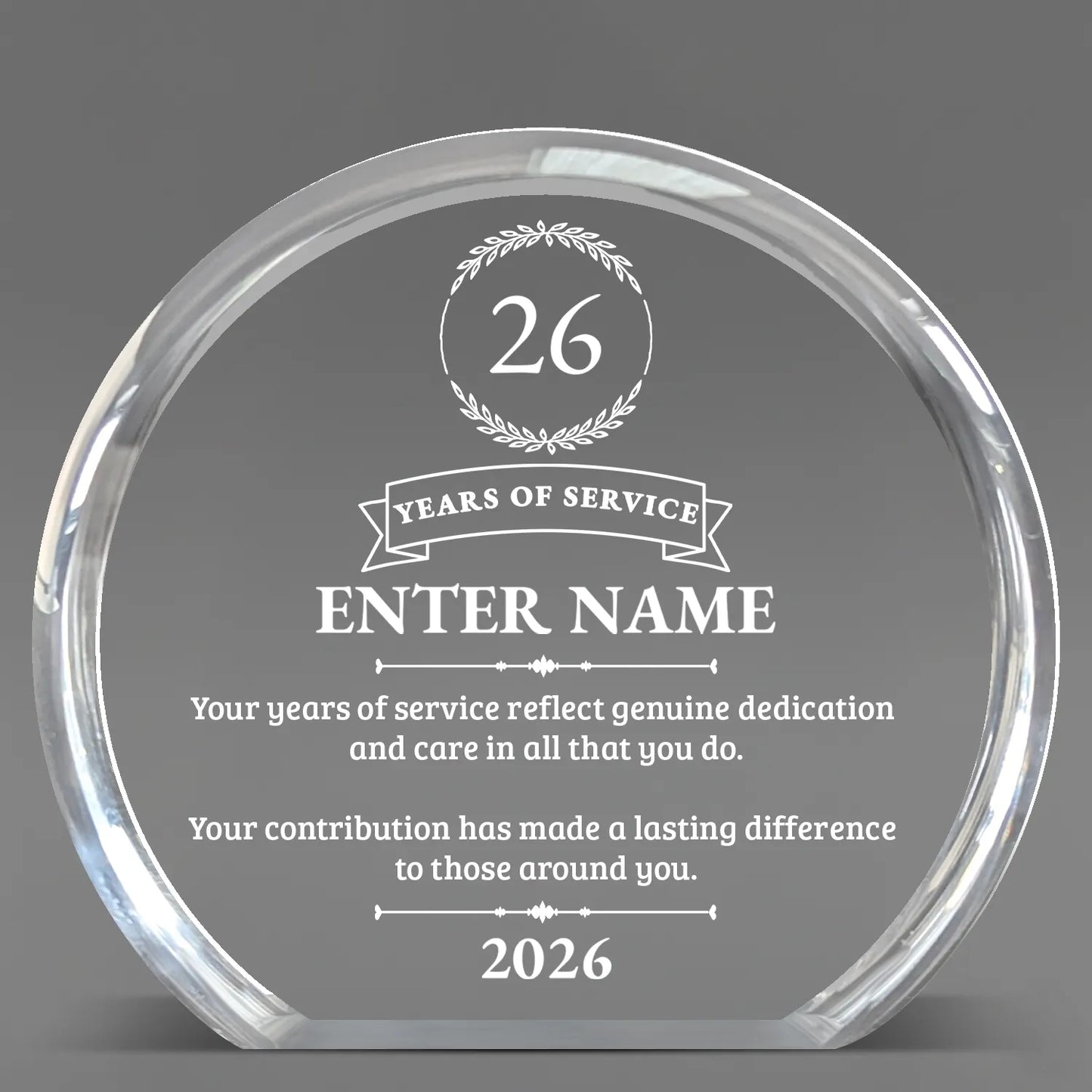 Long Service Awards - Clear Round Acrylic Awards - Personalize Online – Choose From 5 Designs