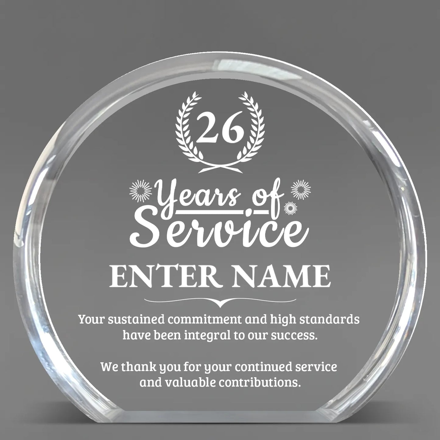 Long Service Awards - Clear Round Acrylic Awards - Personalize Online – Choose From 5 Designs