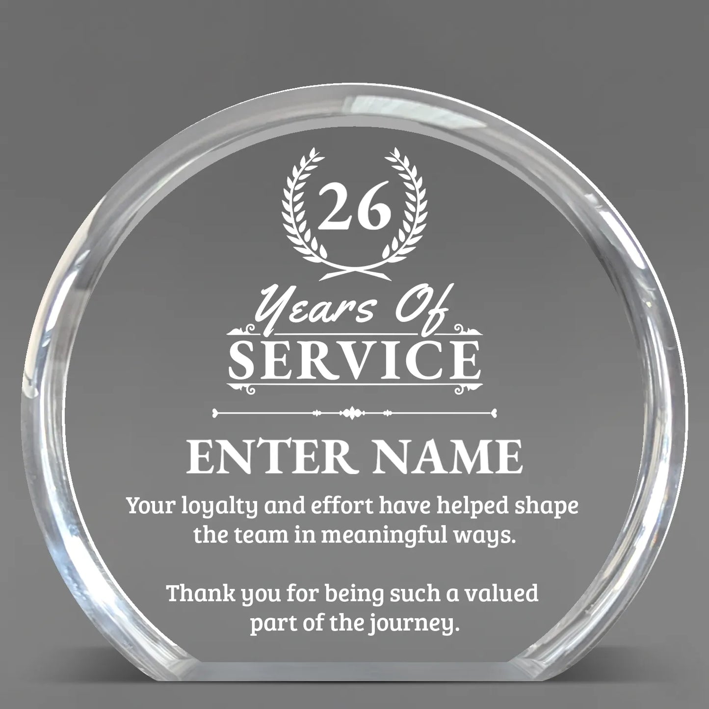 Long Service Awards - Clear Round Acrylic Awards - Personalize Online – Choose From 5 Designs