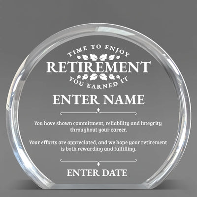 Retirement Awards - Clear Round Acrylic Awards - Personalize Online – Choose From 5 Designs