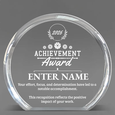 Achievement Awards - Clear Round Acrylic Awards - Personalize Online - Choose From 5 Designs
