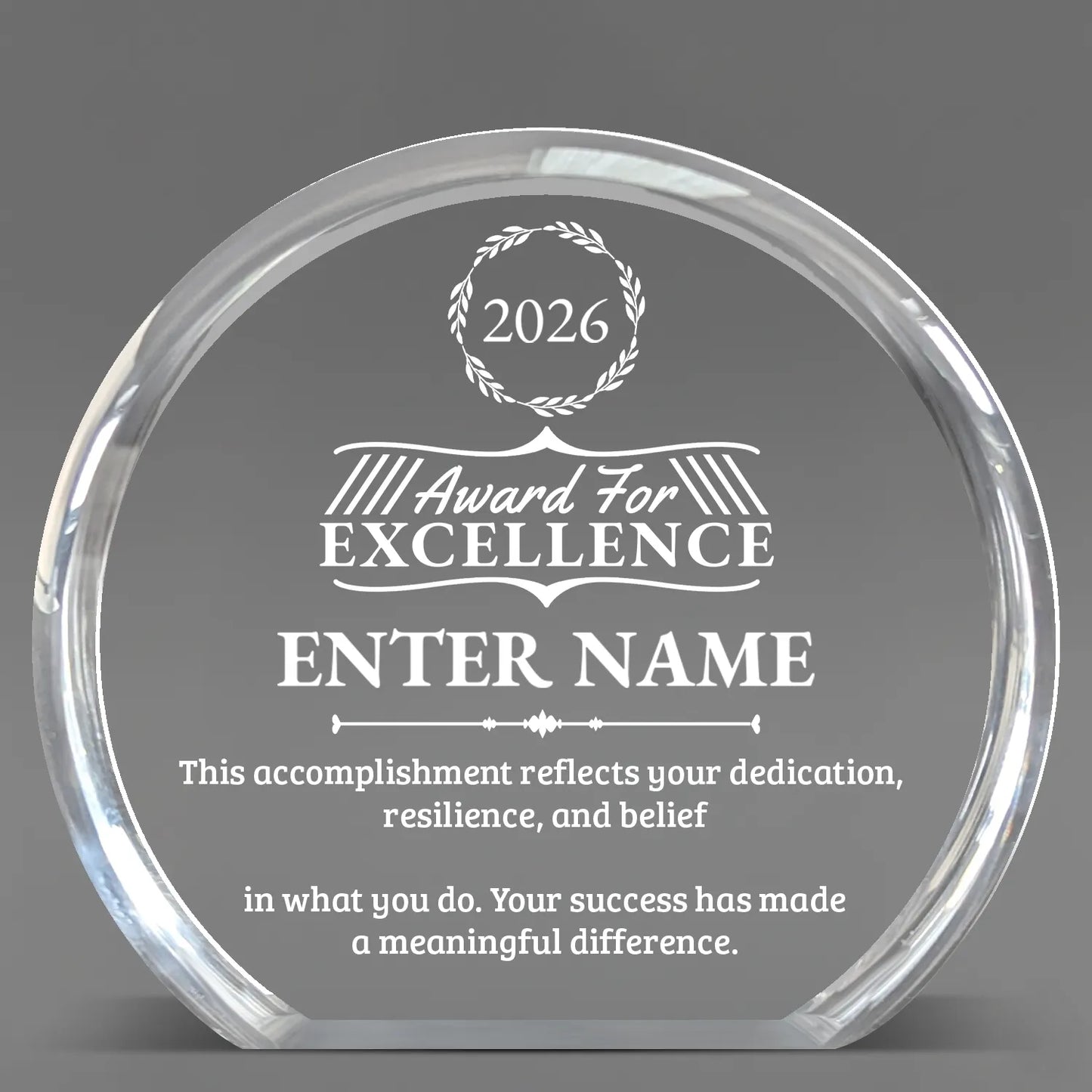 Achievement Awards - Clear Round Acrylic Awards - Personalize Online - Choose From 5 Designs