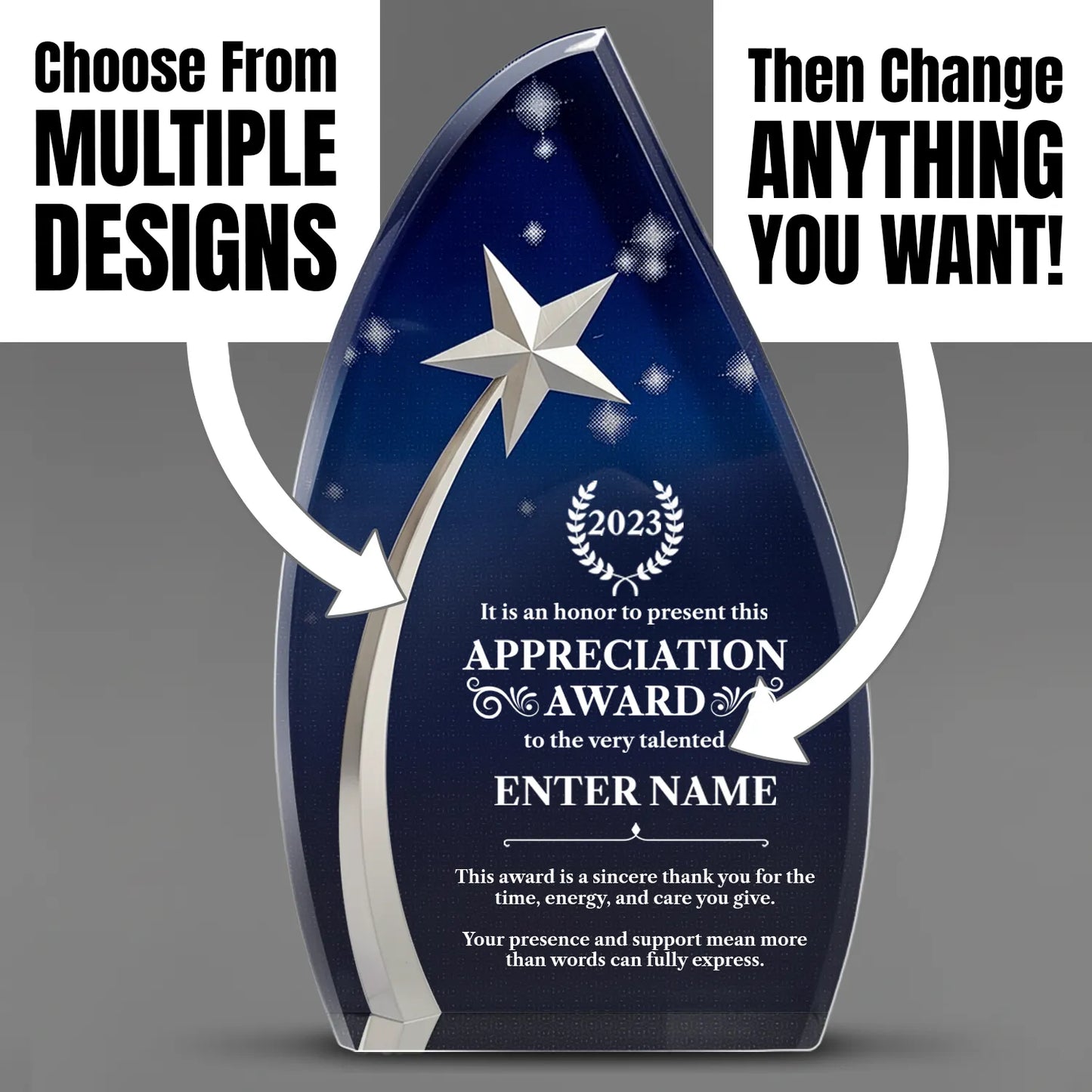Appreciation Awards - Acrylic Star Powered Awards - Personalize Online – Choose From 5 Designs