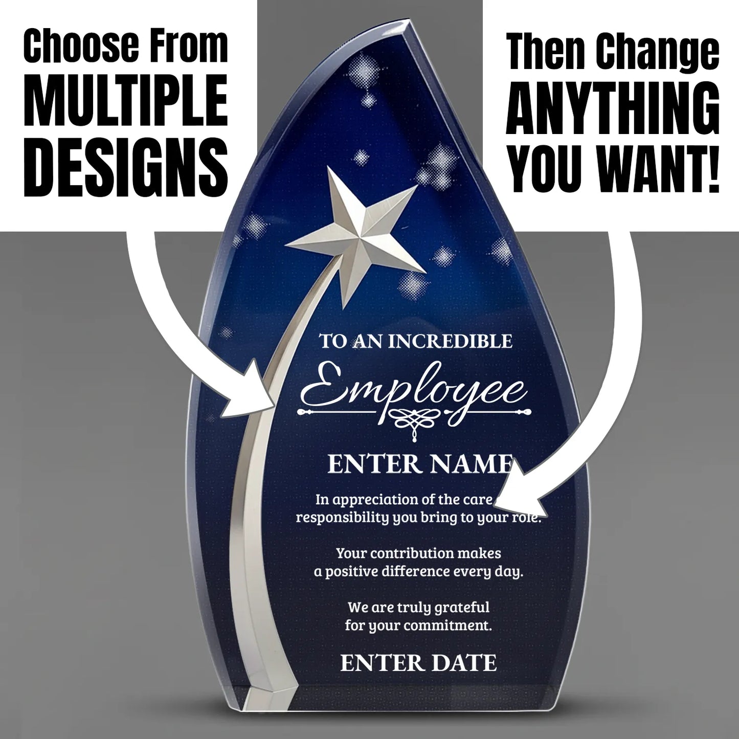 Employee Appreciation Awards - Acrylic Star Powered Awards - Personalize Online – Choose From 5 Designs
