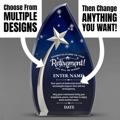 Retirement Awards - Acrylic Star Powered Awards - Personalize Online – Choose From 5 Designs