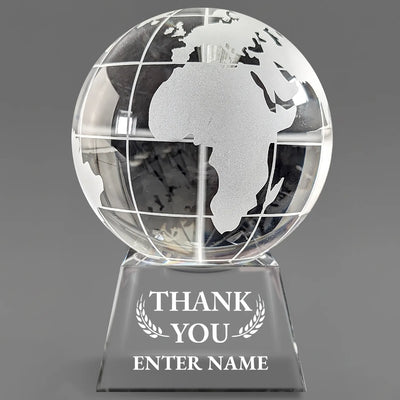 Thank You Awards - Optical Crystal Globe Awards - Personalize Online – Choose From 5 Designs