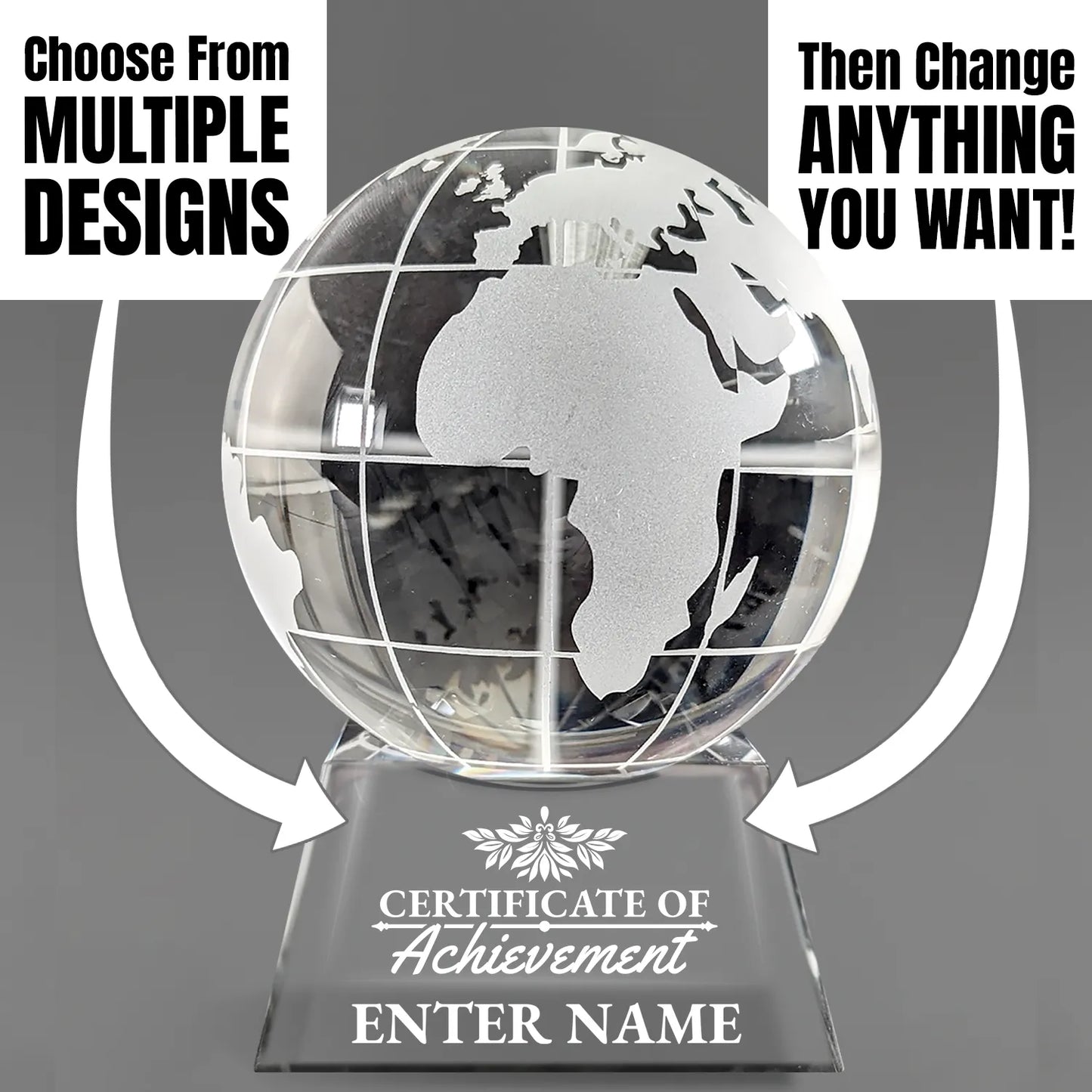 Achievement Awards - Optical Crystal Globe Awards - Personalize Online – Choose From 5 Designs