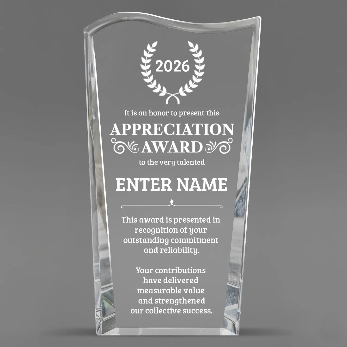 Appreciation Awards - Clear Crystal Facet Wave Awards - Personalize Online – Choose From 5 Designs