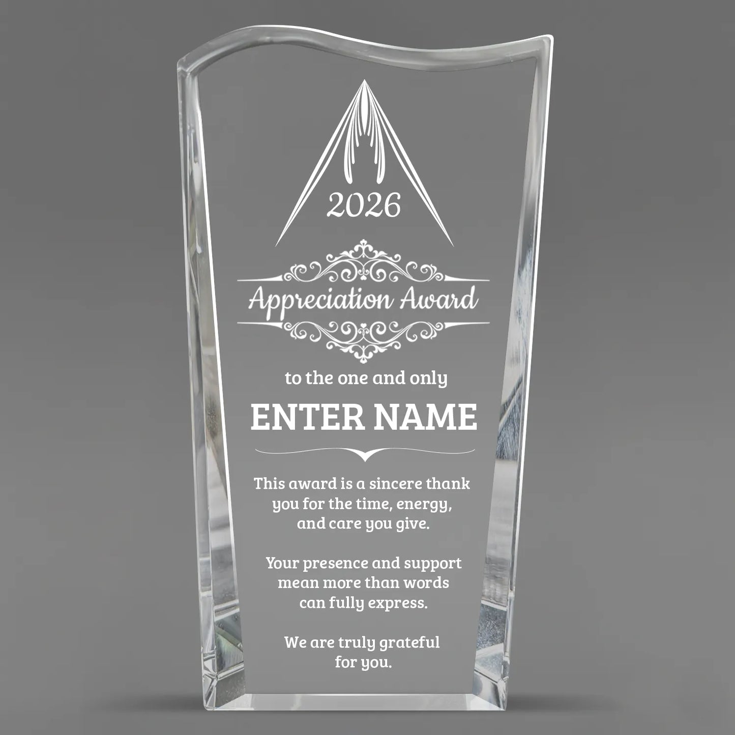 Appreciation Awards - Clear Crystal Facet Wave Awards - Personalize Online – Choose From 5 Designs