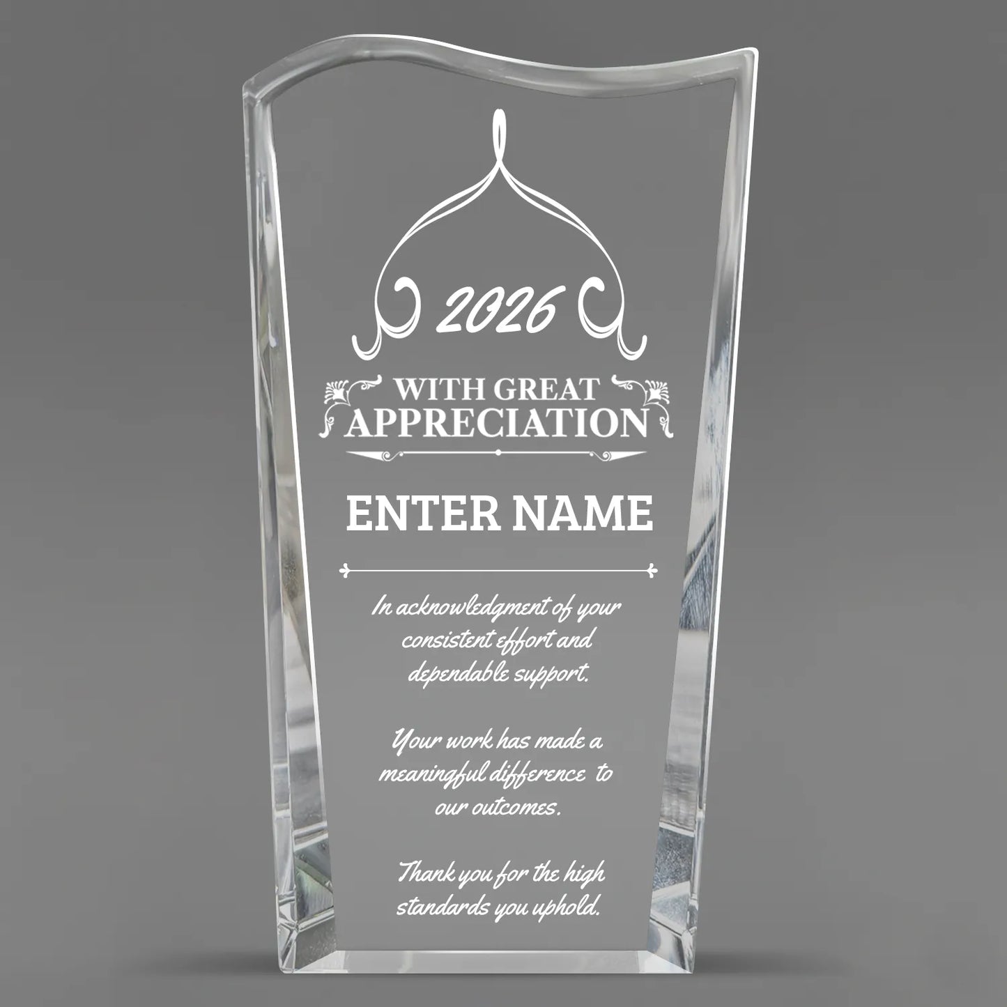 Appreciation Awards - Clear Crystal Facet Wave Awards - Personalize Online – Choose From 5 Designs
