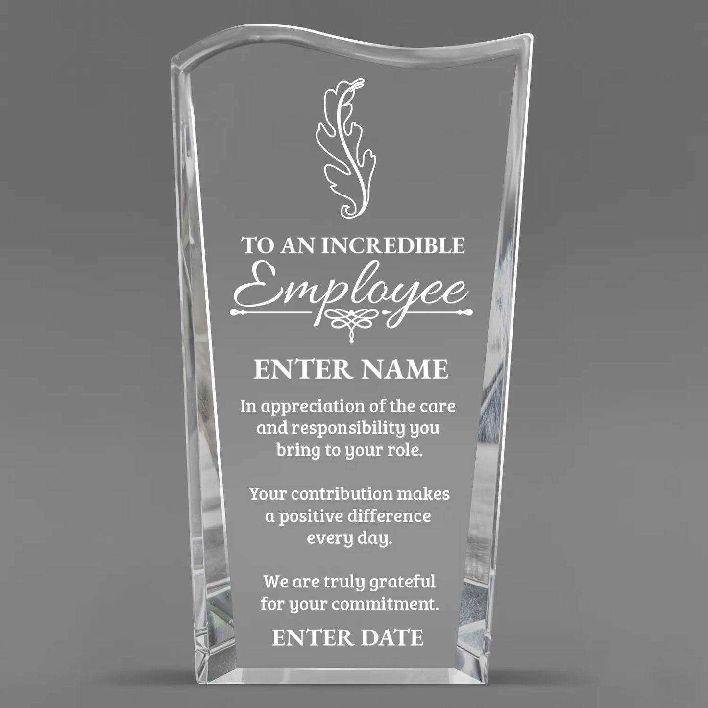 Employee Appreciation Awards - Clear Crystal Facet Wave Awards - Personalize Online – Choose From 5 Designs