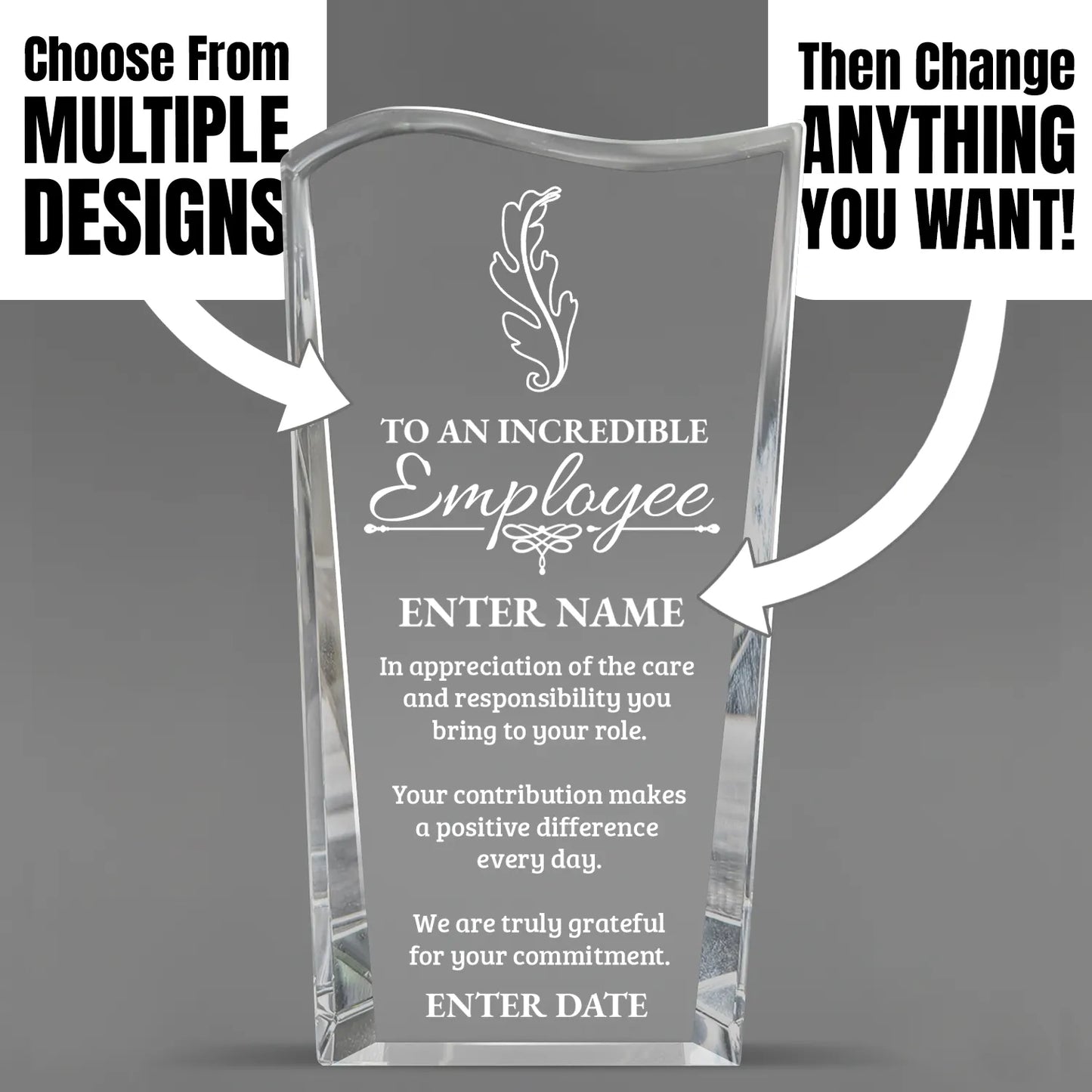 Employee Appreciation Awards - Clear Crystal Facet Wave Awards - Personalize Online – Choose From 5 Designs