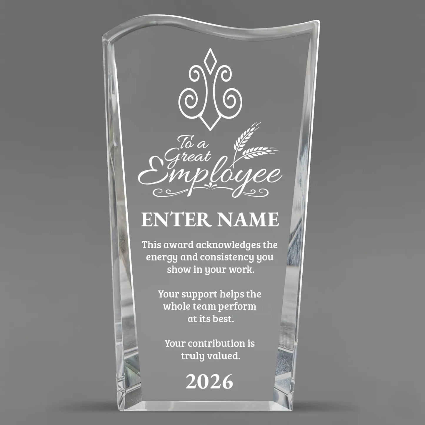 Employee Appreciation Awards - Clear Crystal Facet Wave Awards - Personalize Online – Choose From 5 Designs