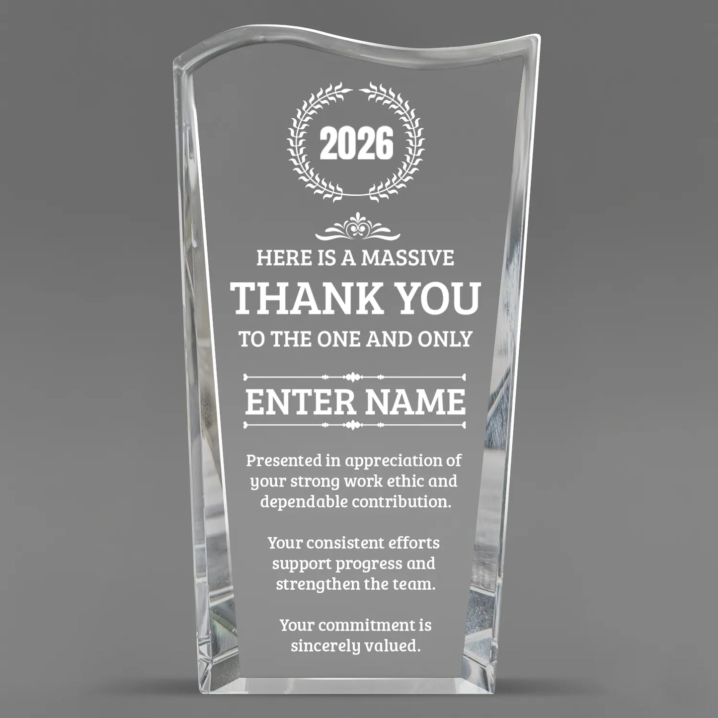Thank You Awards - Clear Crystal Facet Wave Awards - Personalize Online – Choose From 5 Designs